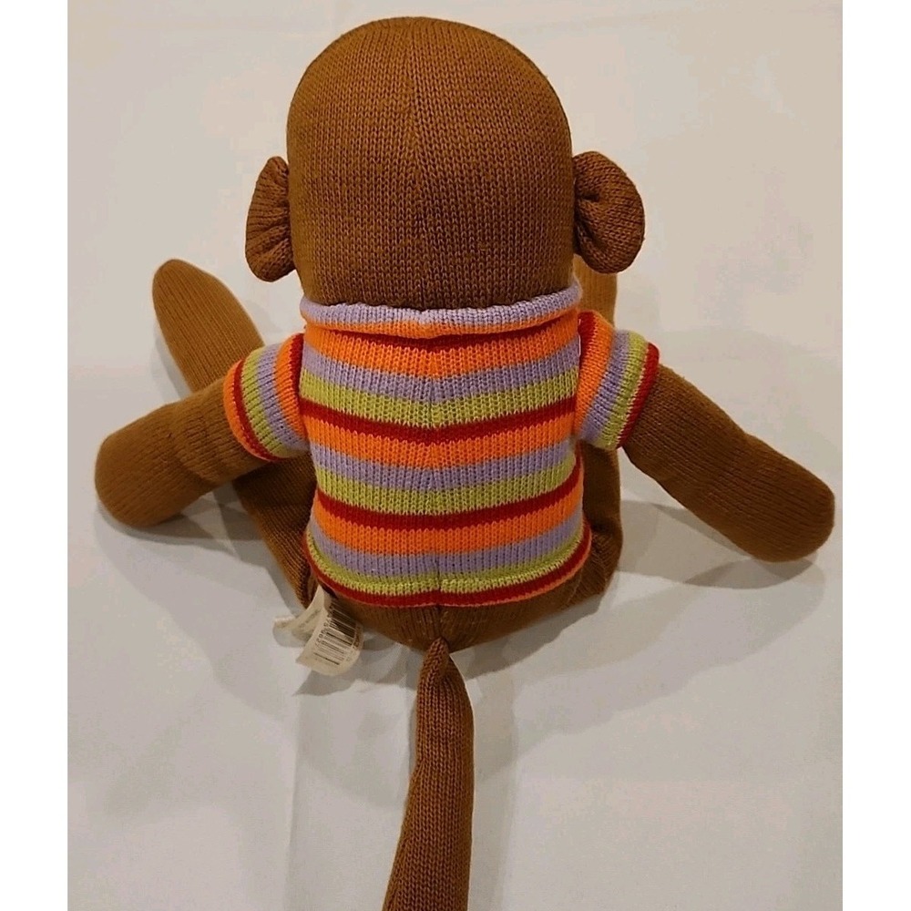 Brown Sock Monkey Plush 19" Stripe Sweater Orange Red Stuffed Dan Dee Mint - Picture 7 of 9